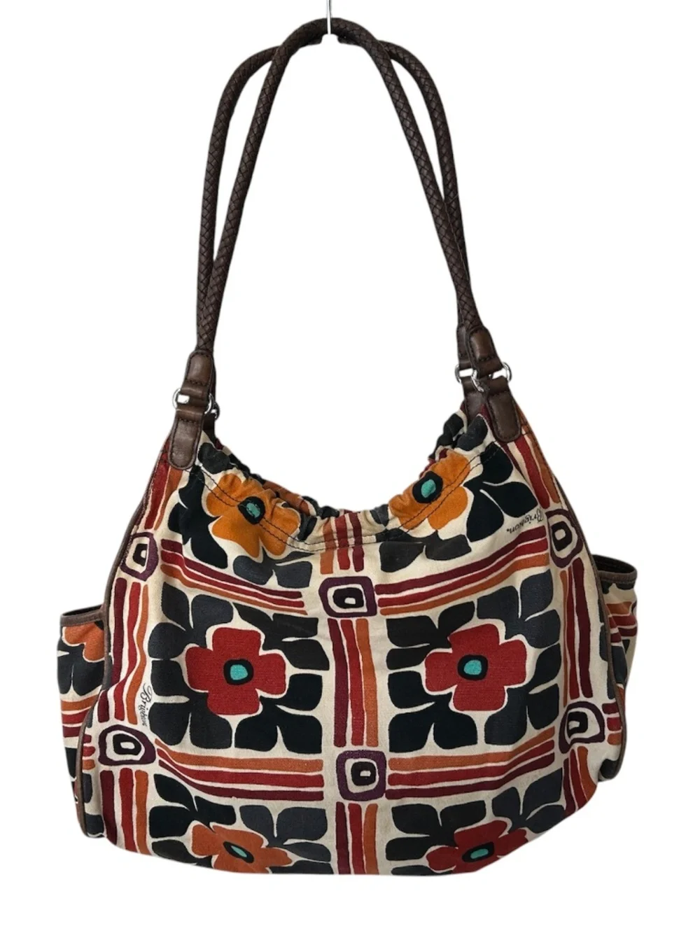 Brighton Large Retired hippy boho floral shoulder bag Orange Brown